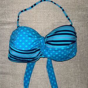 Arizona Jean Company Turquoise Navy Blue Polka Dot Bikini Top - Size L 🩵